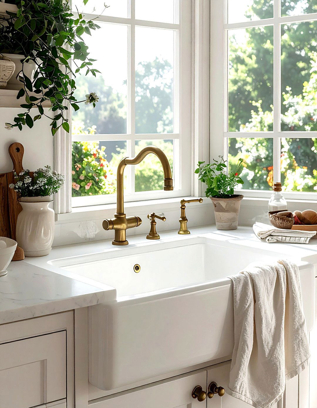 White Apron Front Sink - 30 French country kitchen ideas