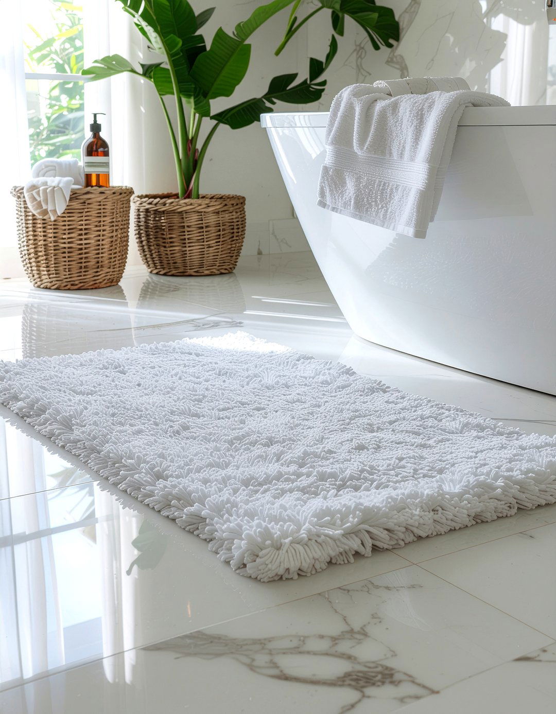 White Bath Rug - 30 bathroom rug ideas