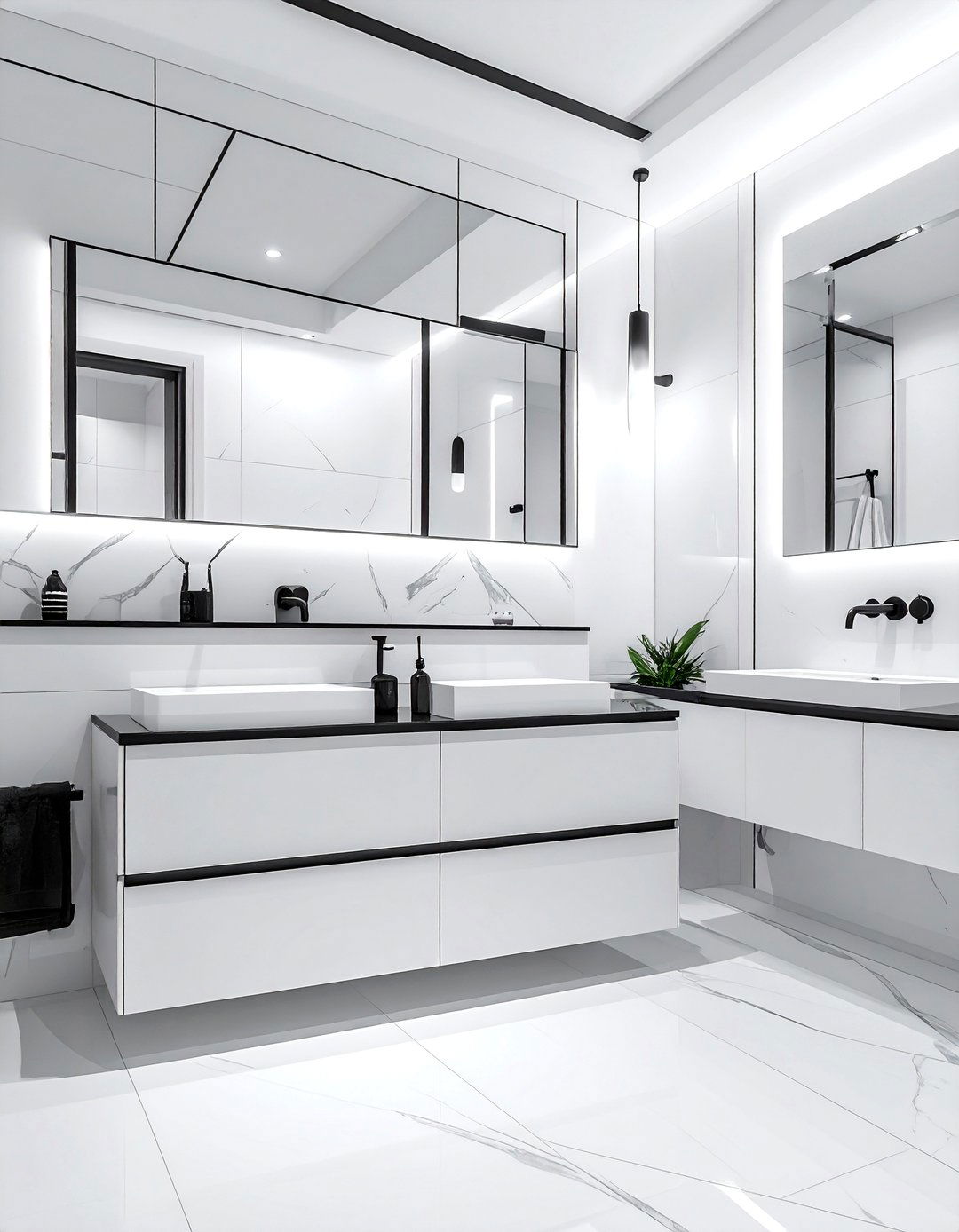 White Bathroom Black Accents - 30 bright white bathroom ideas