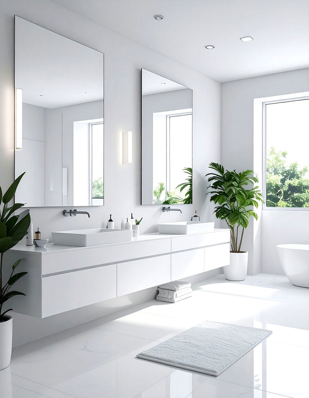 White Bathroom Mirrors - 30 bright white bathroom ideas