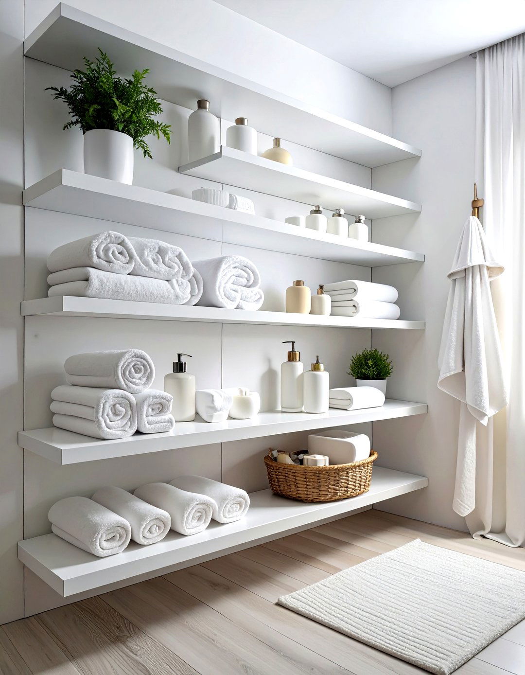 White Bathroom Open Shelving - 30 white and white bathroom ideas