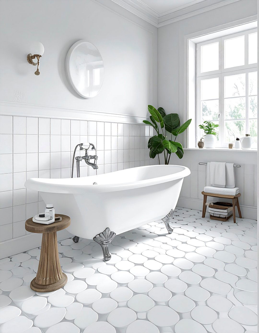 White Bathroom Penny Tile - 30 bright white bathroom ideas