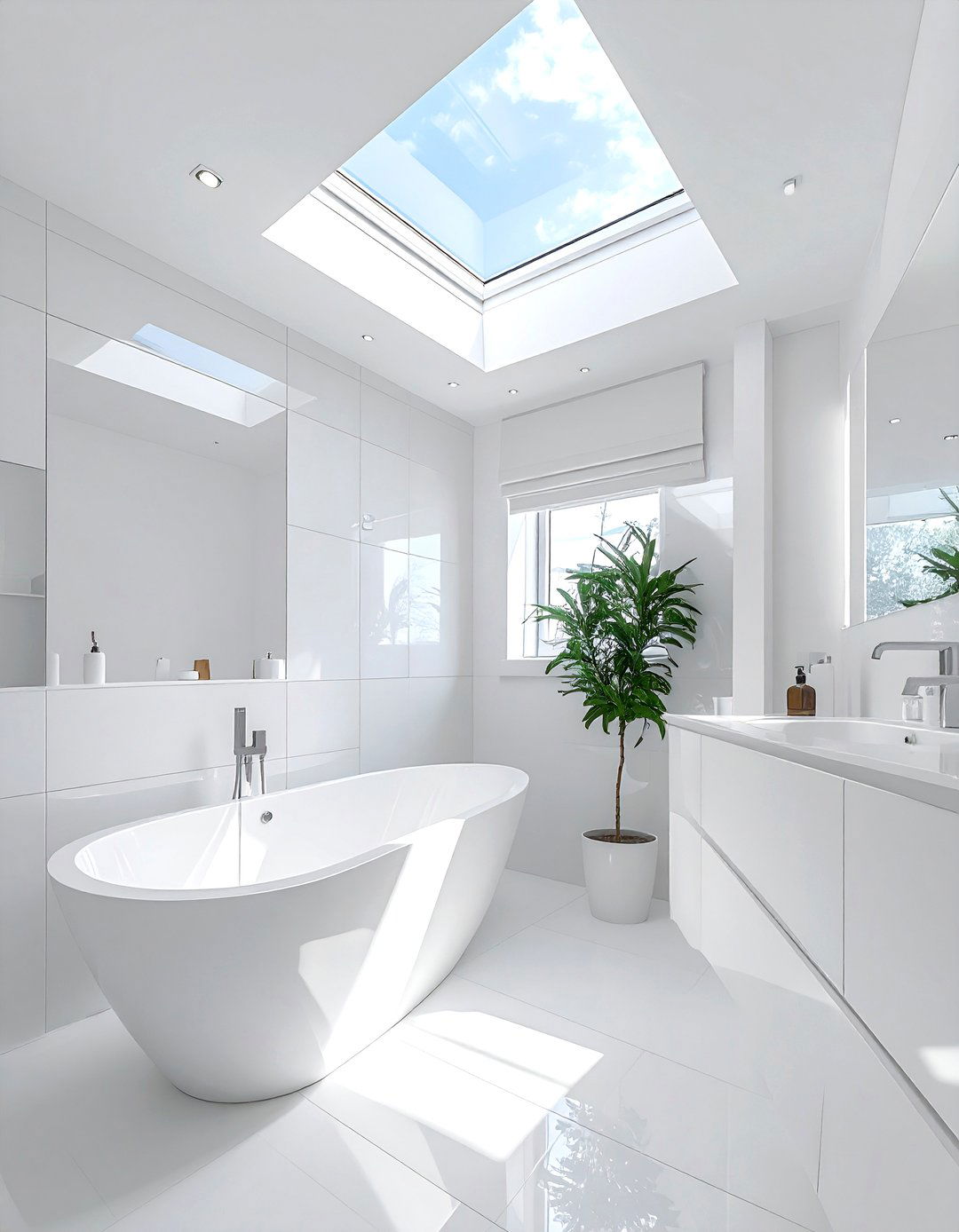 White Bathroom Skylight - 30 bright white bathroom ideas