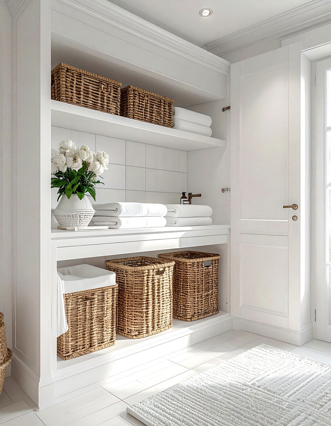 White Bathroom Storage - 30 bright white bathroom ideas