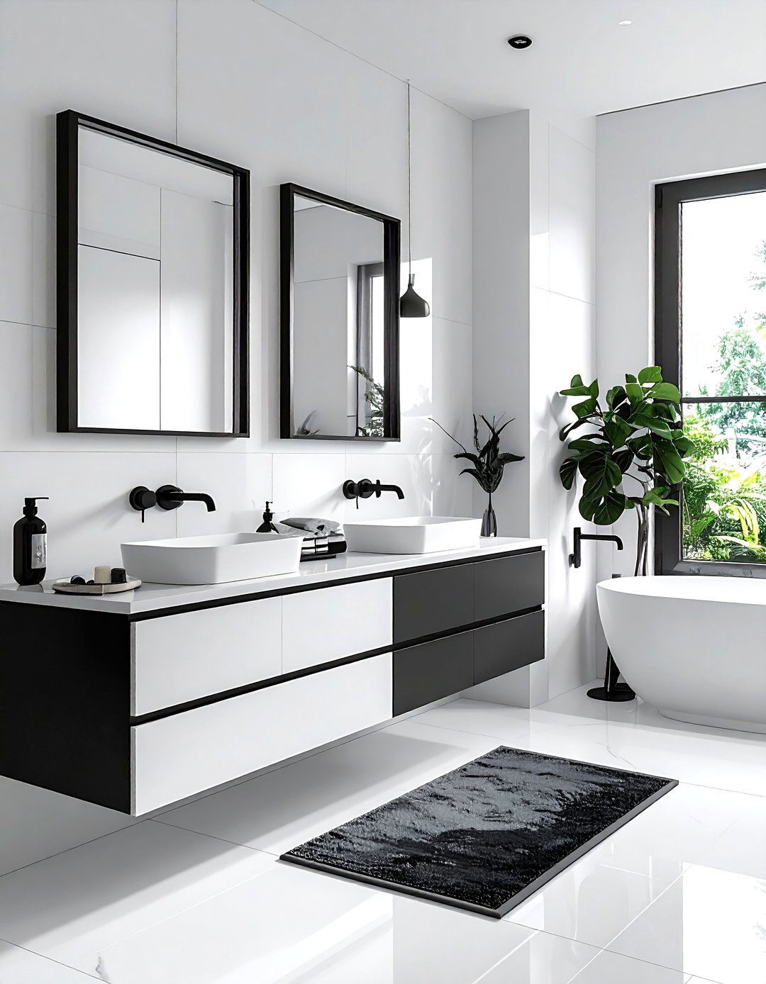 White Bathroom With Black Accents - 30 white bathroom design ideas