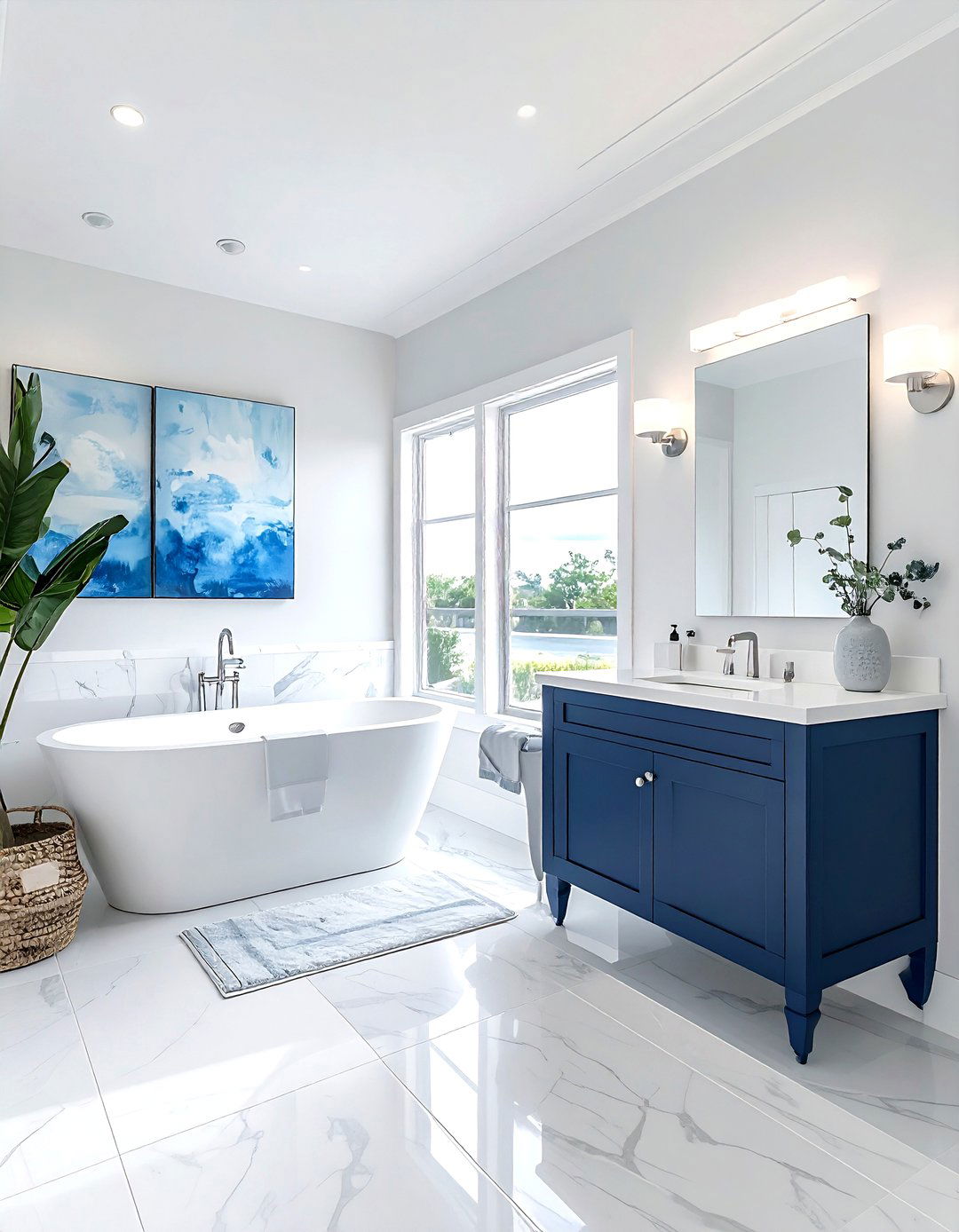 White Bathroom With Blue Accents - 30 white bathroom design ideas