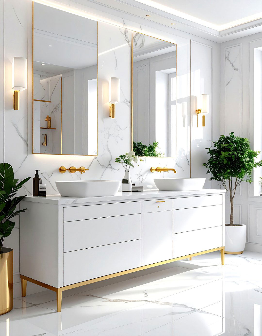 White Bathroom With Gold Fixtures - 30 white bathroom design ideas