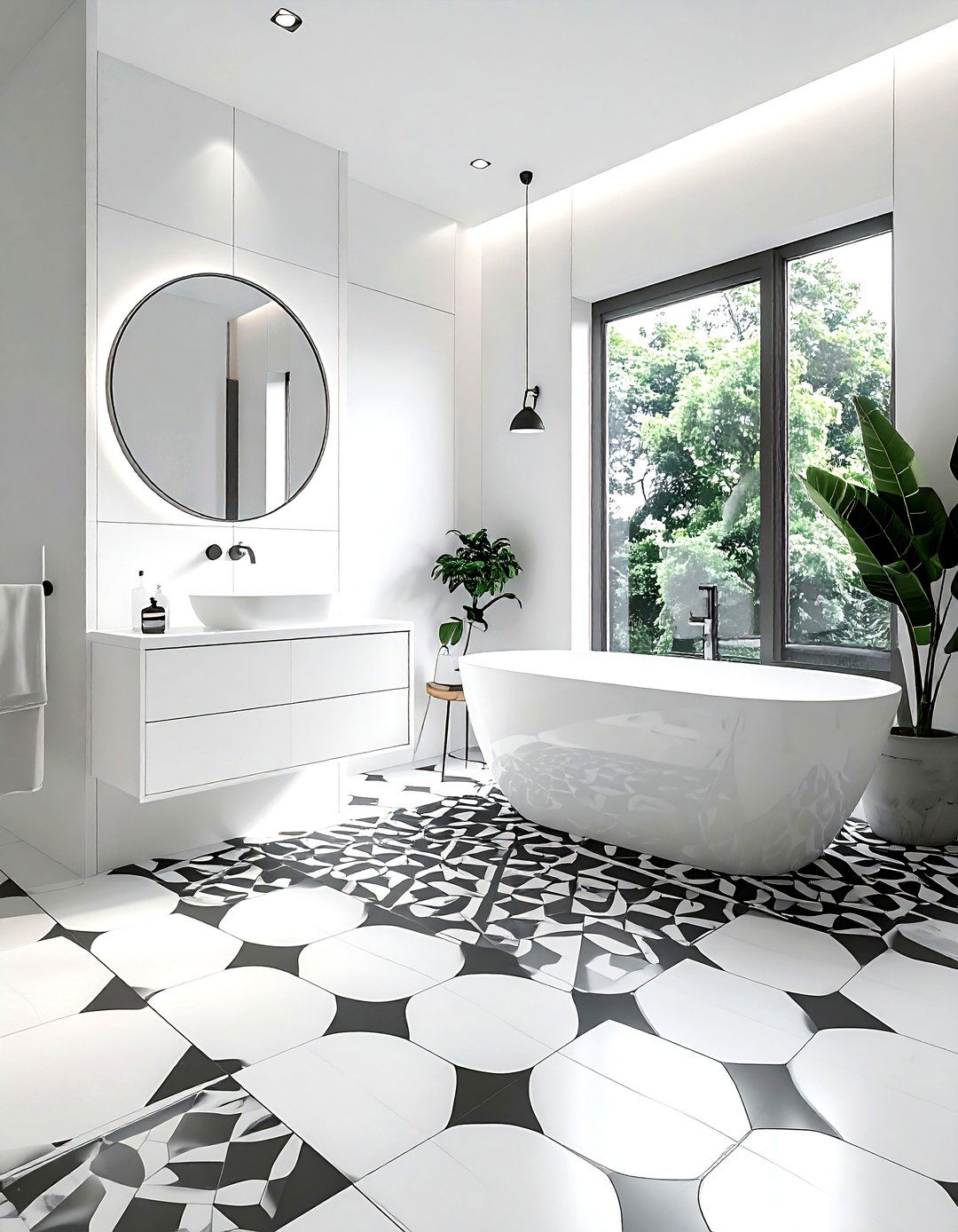 White Bathroom With Patterned Floor - 30 white bathroom design ideas