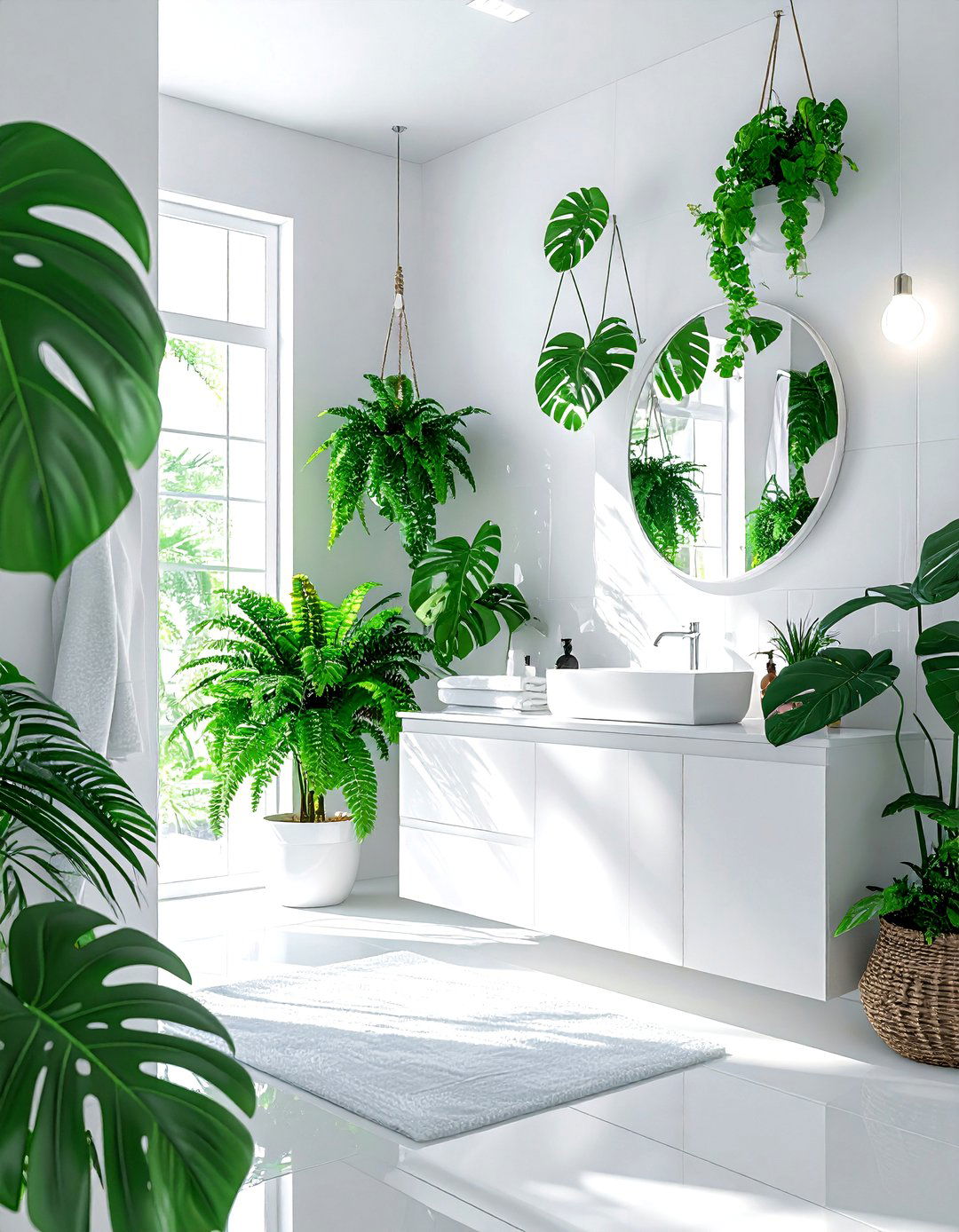 White Bathroom With Plants - 30 bright white bathroom ideas