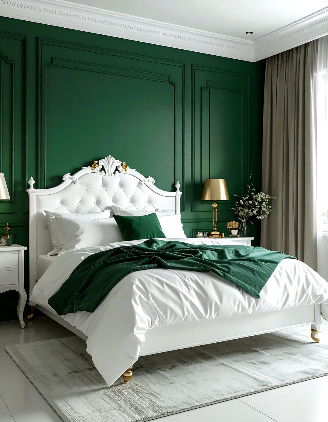 White Bed Frame Green Walls - 30 emerald and white bedroom ideas