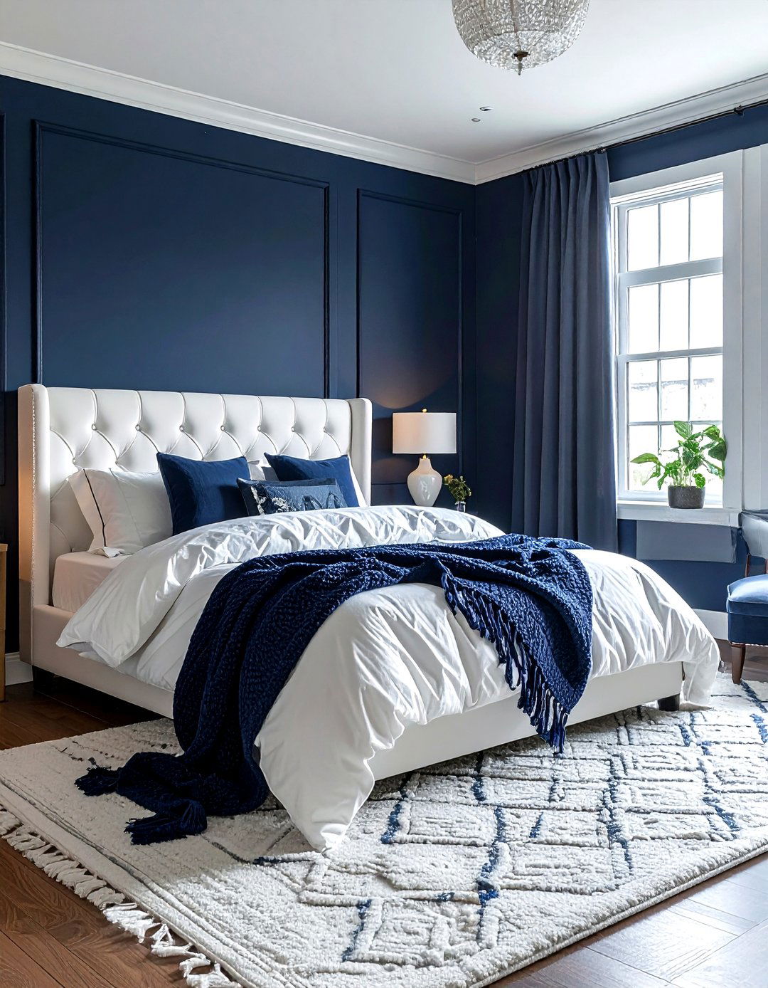 White Bedding Navy Bedroom - 30 bohemian navy bedroom ideas