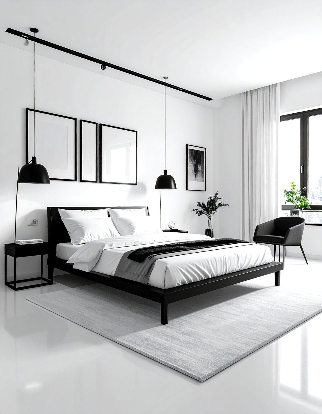 White Bedroom Black Accents - 30 minimalist white bedroom ideas