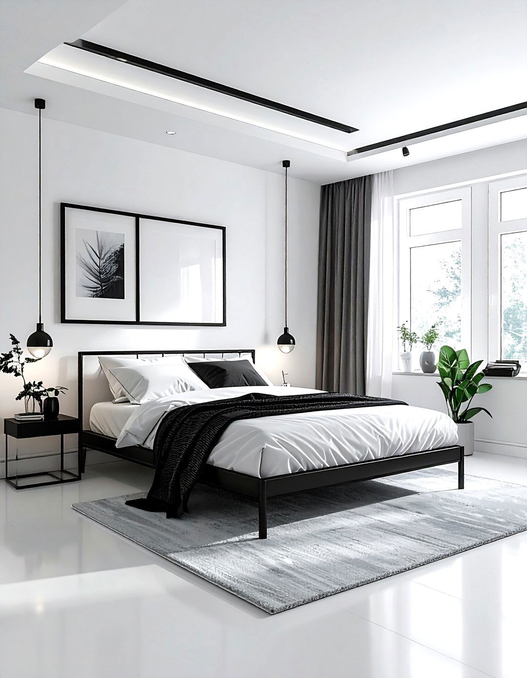 White Bedroom Black Accents - 30 modern white bedroom ideas