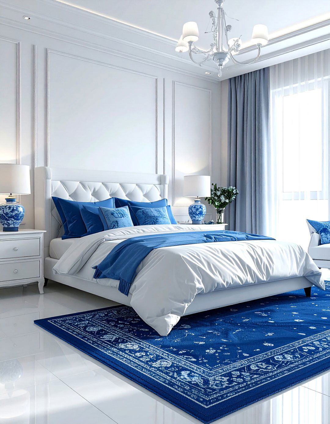 White Bedroom Blue Accents - 30 bright white bedroom ideas