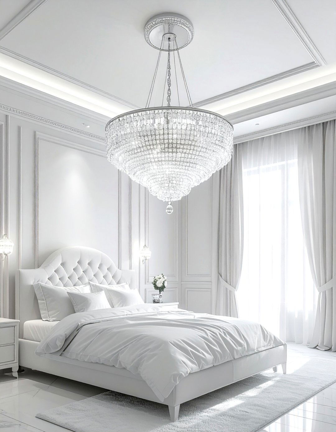 White Bedroom Chandelier - 30 white and white bedroom ideas