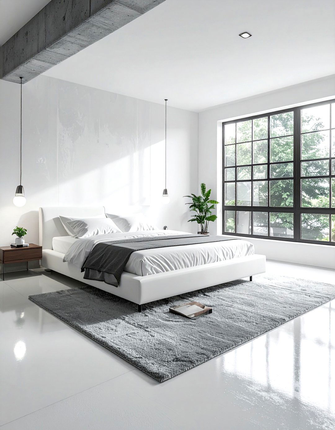 White Bedroom Concrete Floor - 30 contemporary white bedroom ideas