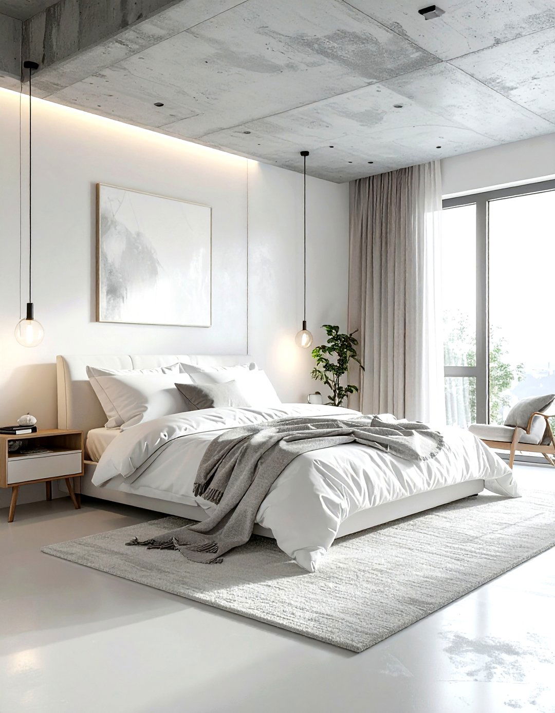 White Bedroom Concrete Walls - 30 minimalist white bedroom ideas