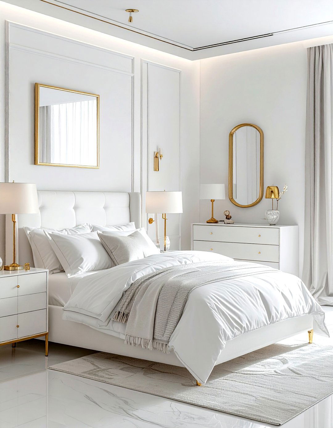 White Bedroom Gold Accent - 30 contemporary white bedroom ideas
