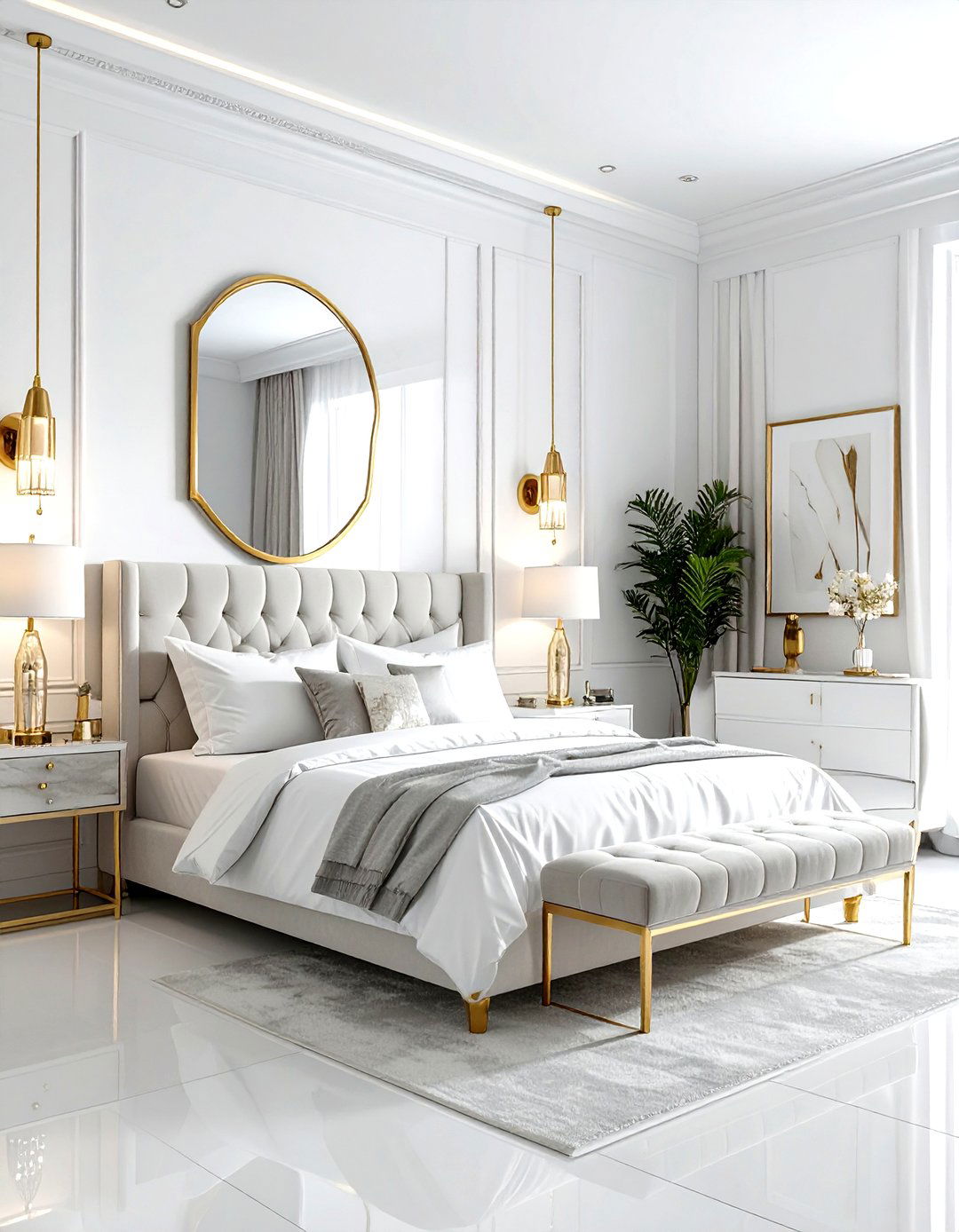 White Bedroom Gold Accents - 30 modern white bedroom ideas