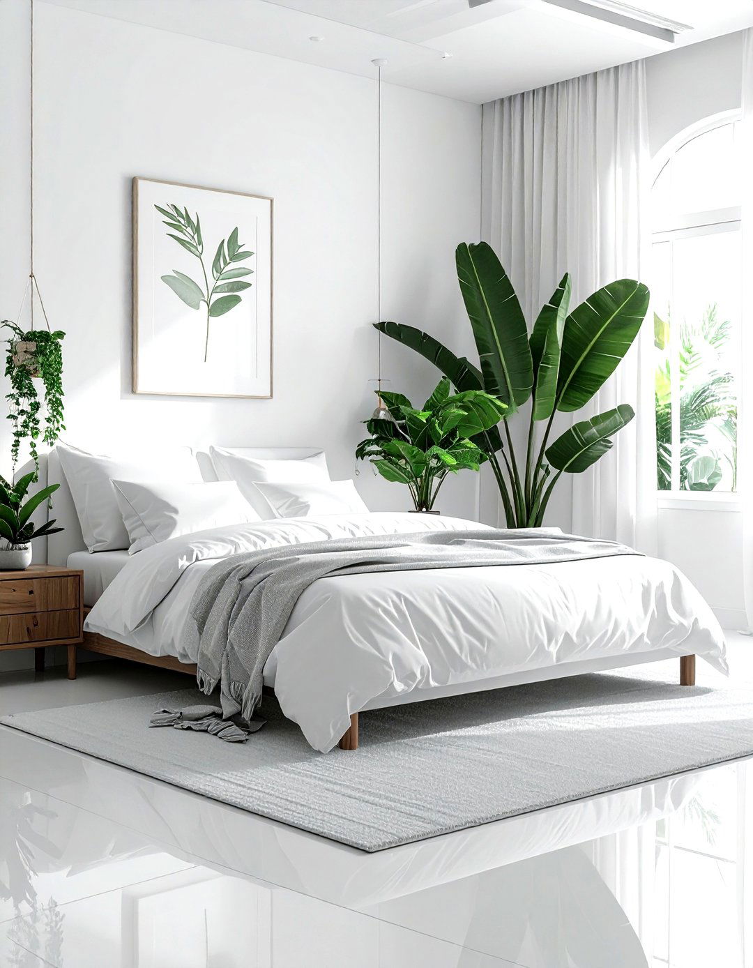 White Bedroom Indoor Plants - 30 minimalist white bedroom ideas