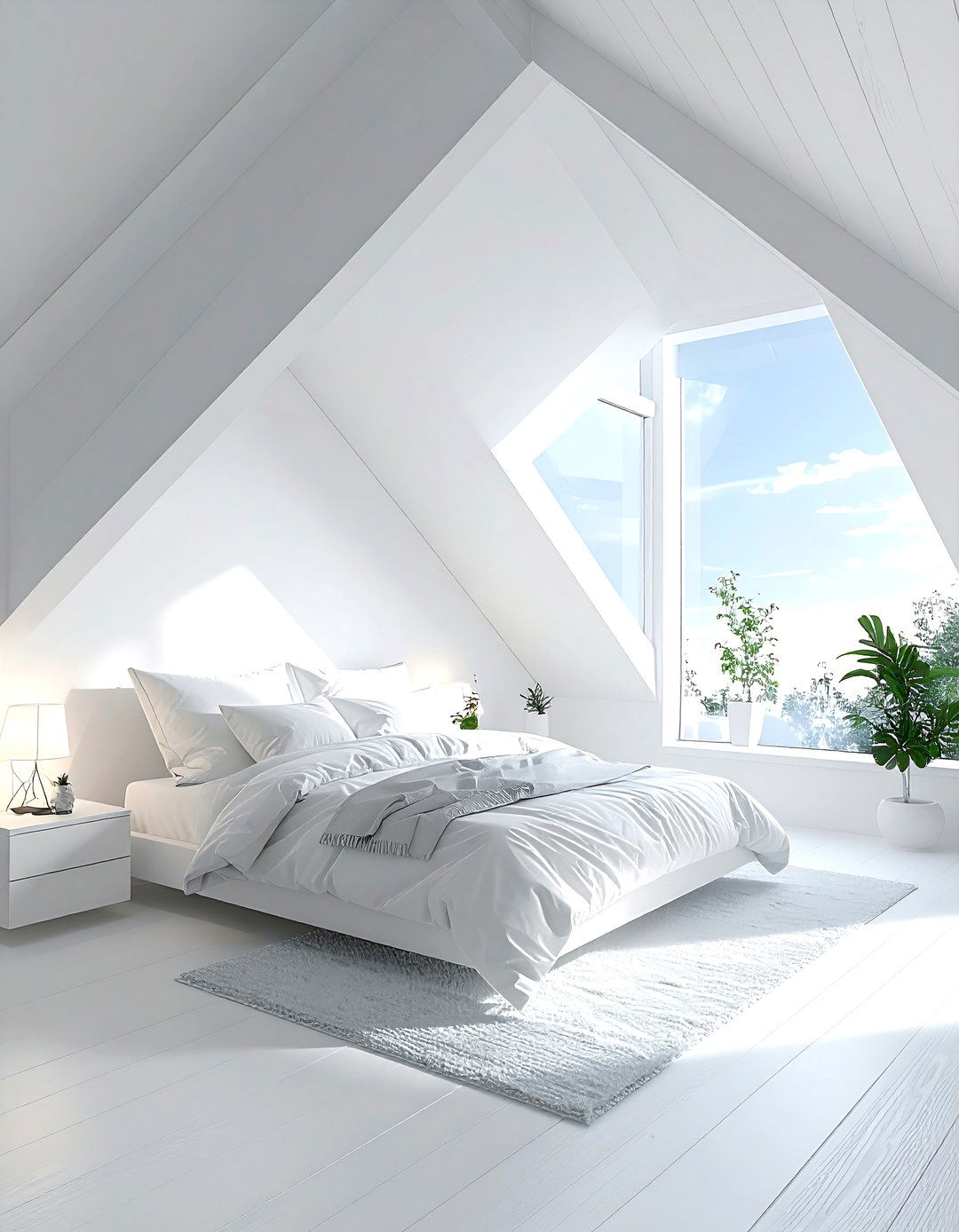 White Bedroom Slanted Ceiling - 30 minimalist white bedroom ideas