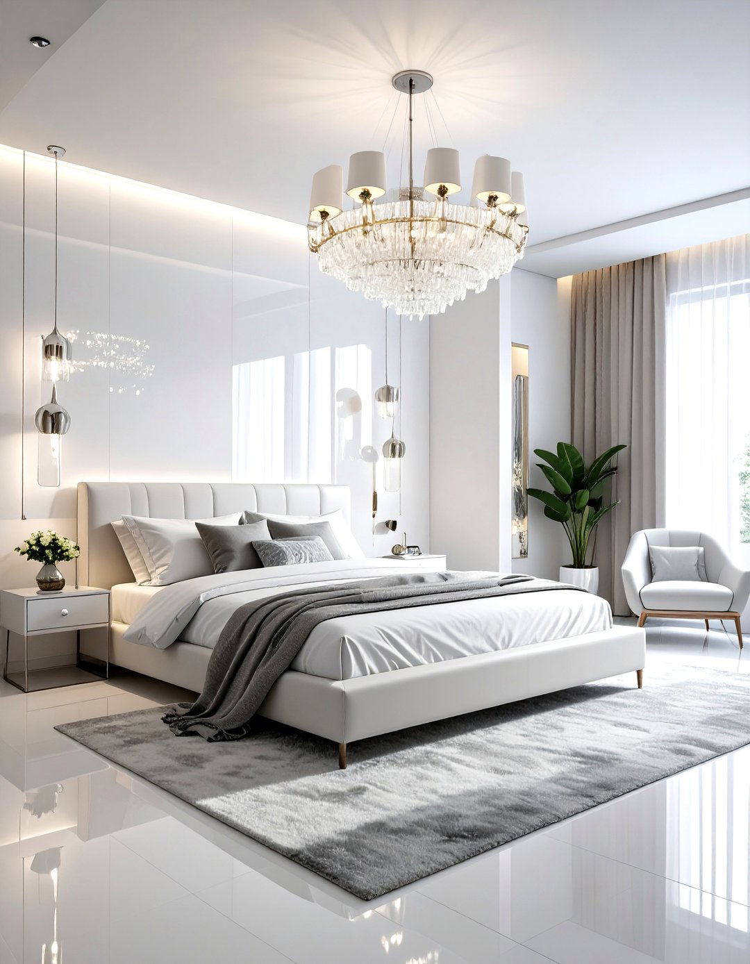 White Bedroom Statement Lighting - 30 bright white bedroom ideas