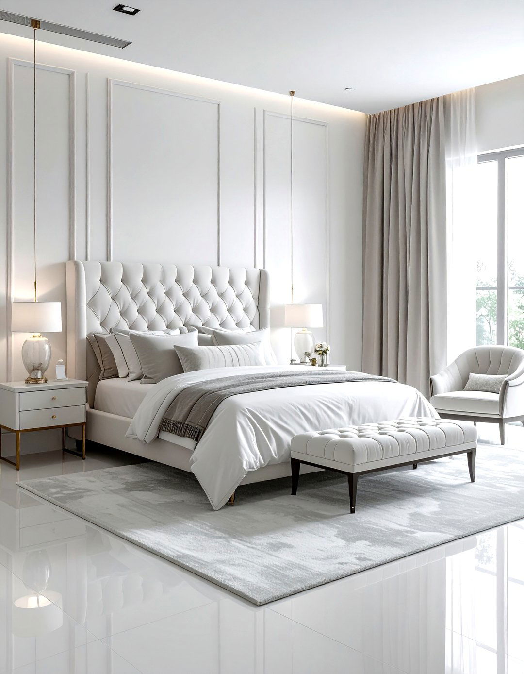 White Bedroom With Velvet Accents - 30 white bedroom decor ideas
