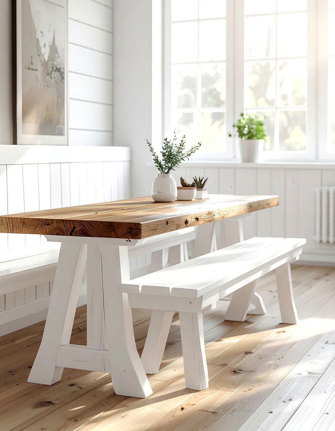 White Bench Dining Seat - 30 white dining room furniture ideas