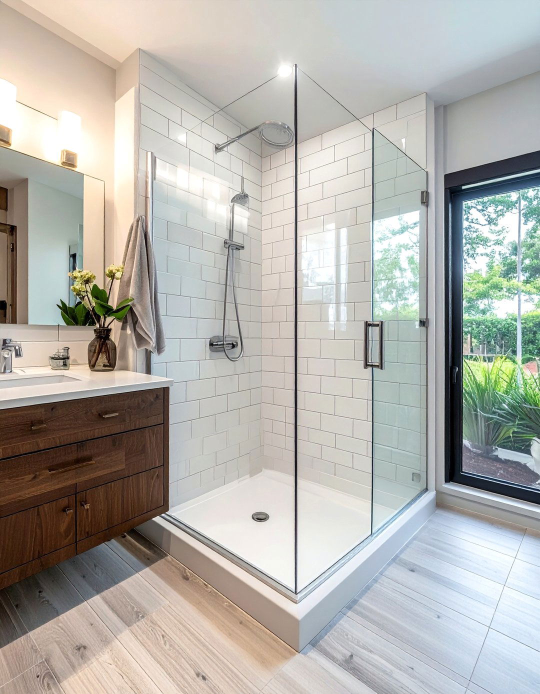 White Beveled Subway Tile Shower - 30 beveled subway tile bathroom ideas