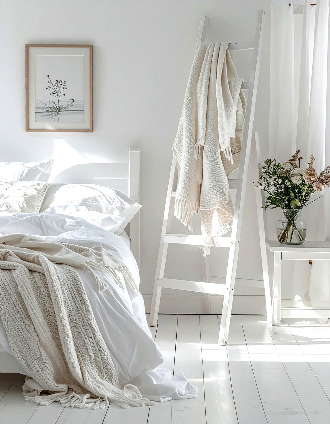 White Blanket Ladder - 30 blanket ladder ideas