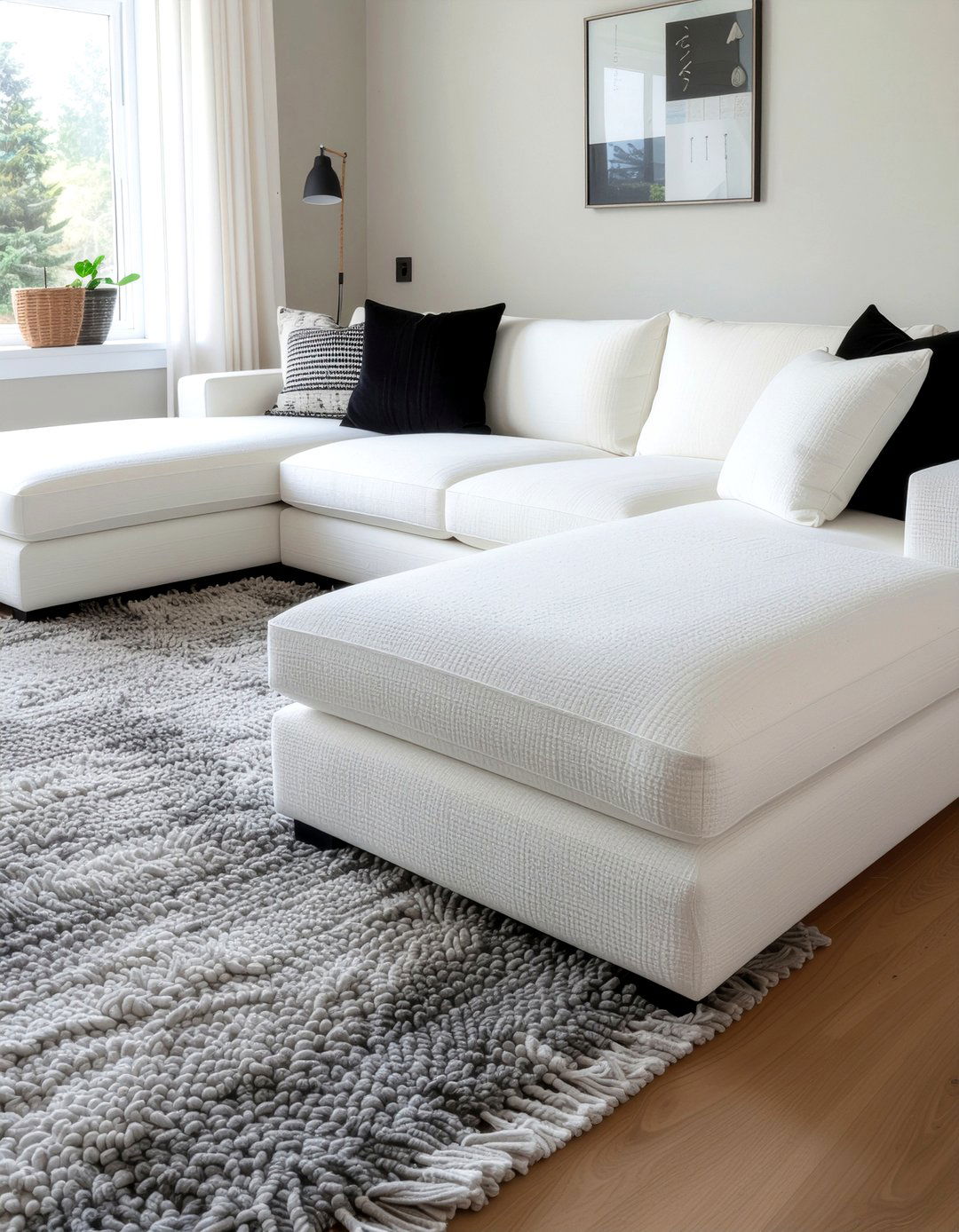 White Boucle Modular Sofa - 30 living room modular seating ideas