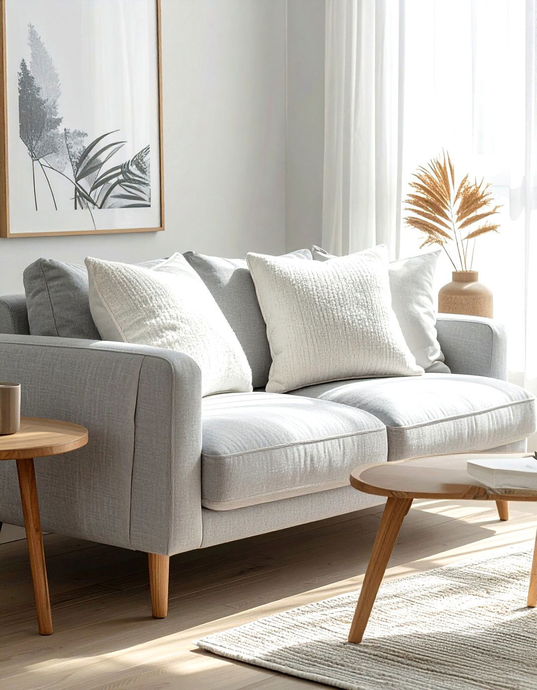 White Boucle Pillow - 30 white living room accessories ideas