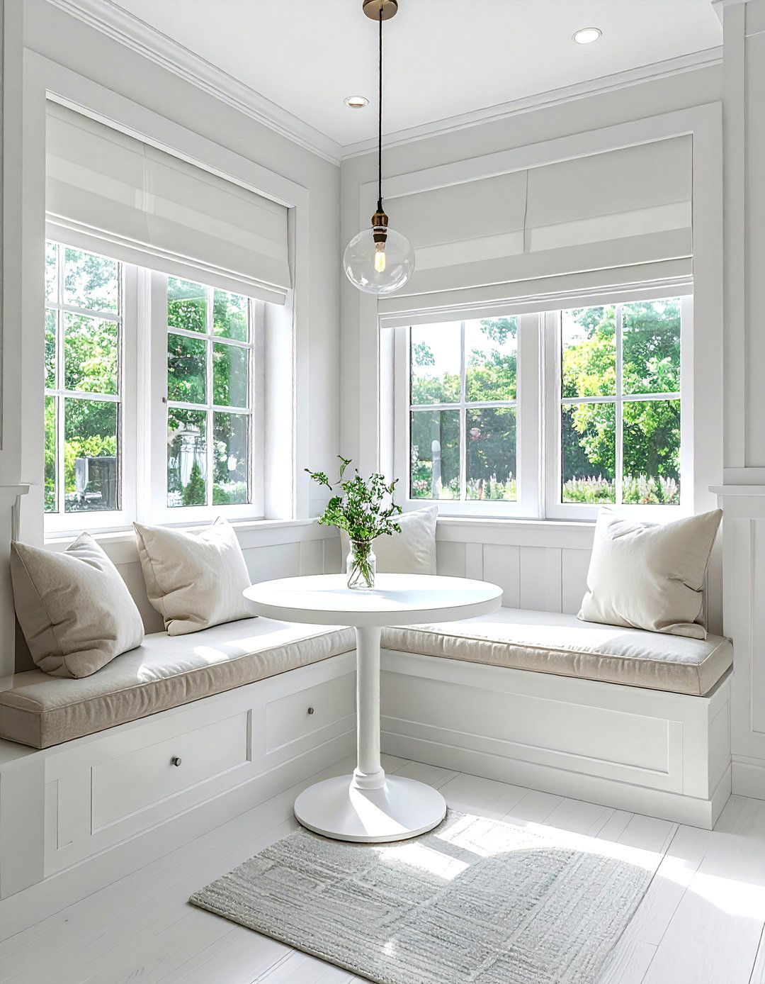 White Breakfast Nook - 30 white decor ideas