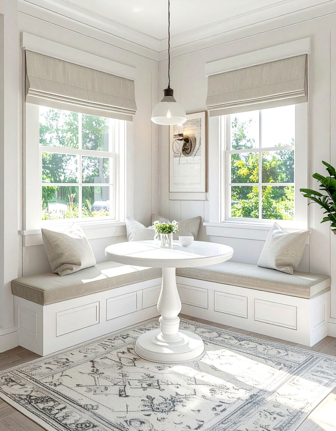 White Breakfast Nook - 30 white kitchen furniture ideas