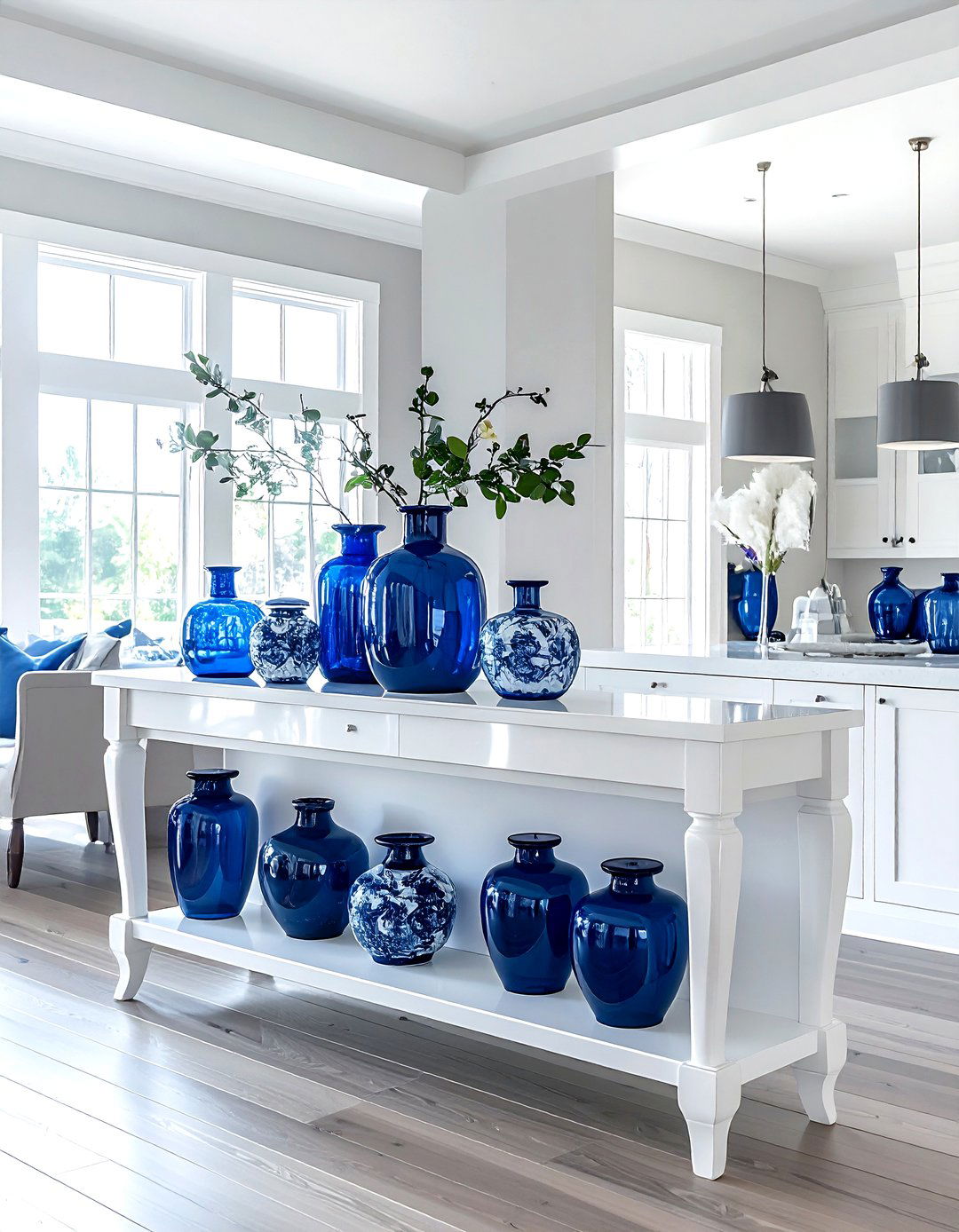 White Buffet Blue Accents - 30 white buffet dining room ideas