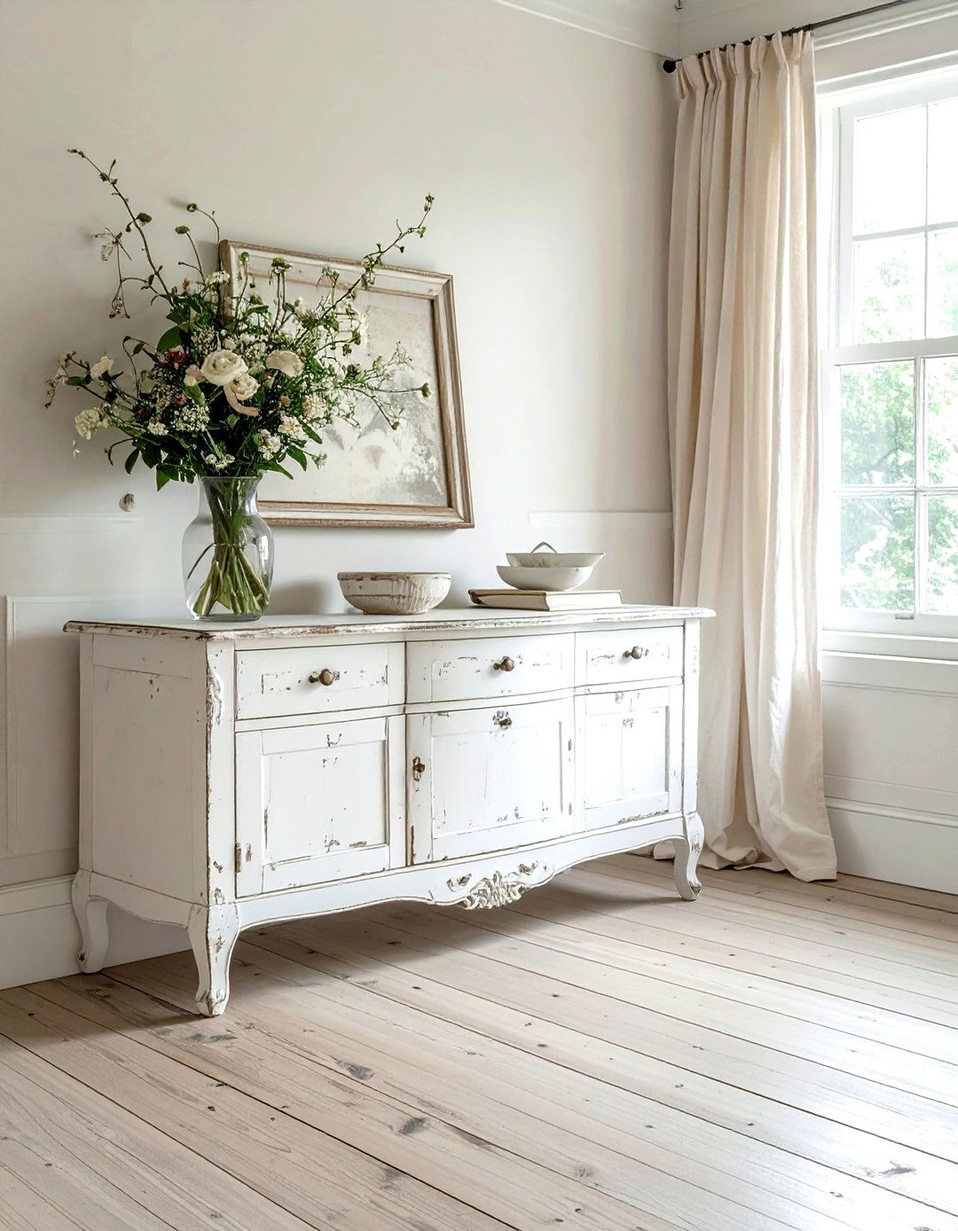 White Buffet Distressed Finish - 30 white buffet dining room ideas