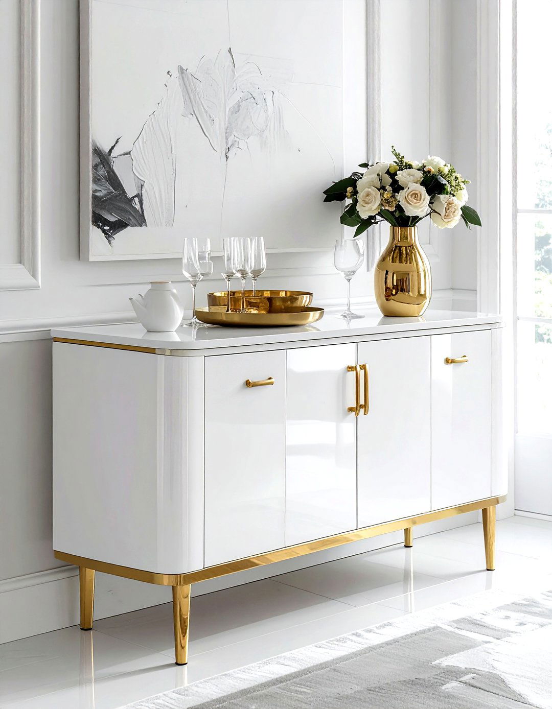 White Buffet Gold Hardware - 30 white buffet dining room ideas
