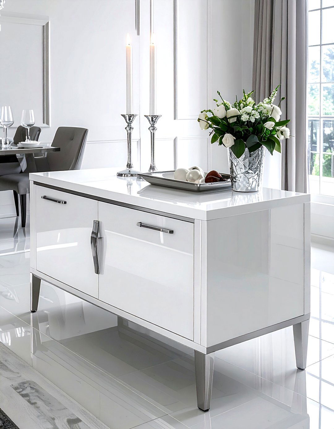 White Buffet Silver Hardware - 30 white buffet dining room ideas