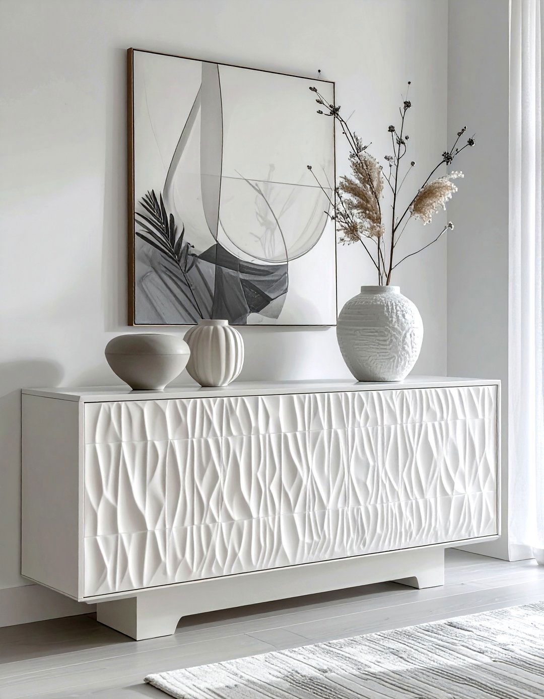 White Buffet Textured Front - 30 white buffet dining room ideas