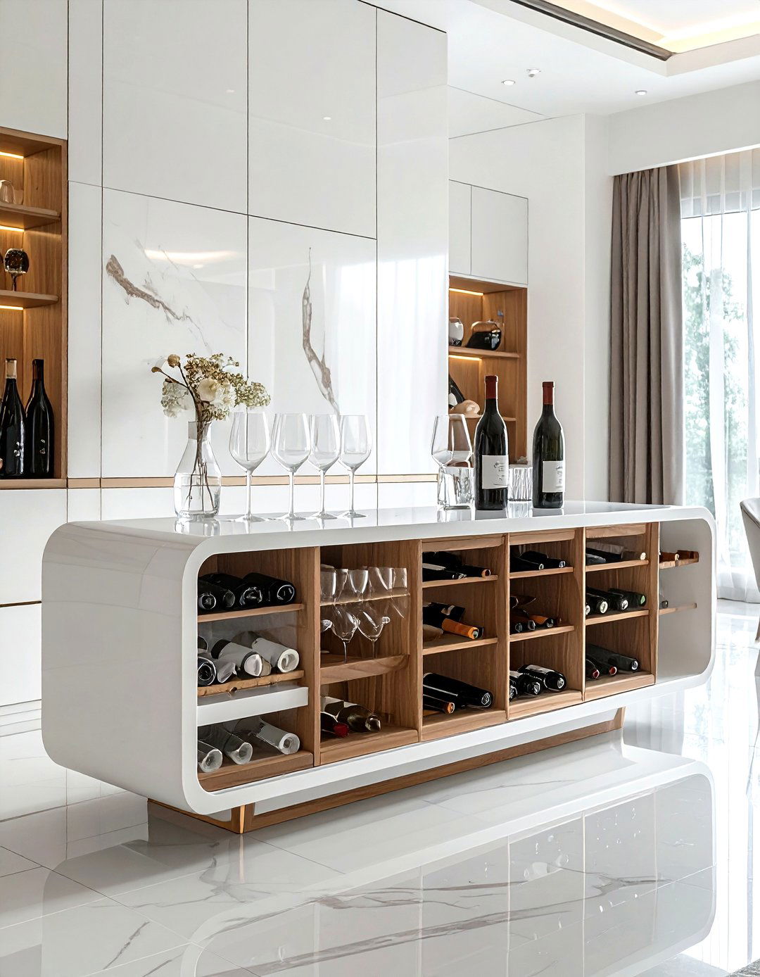 White Buffet Wine Rack - 30 white buffet dining room ideas