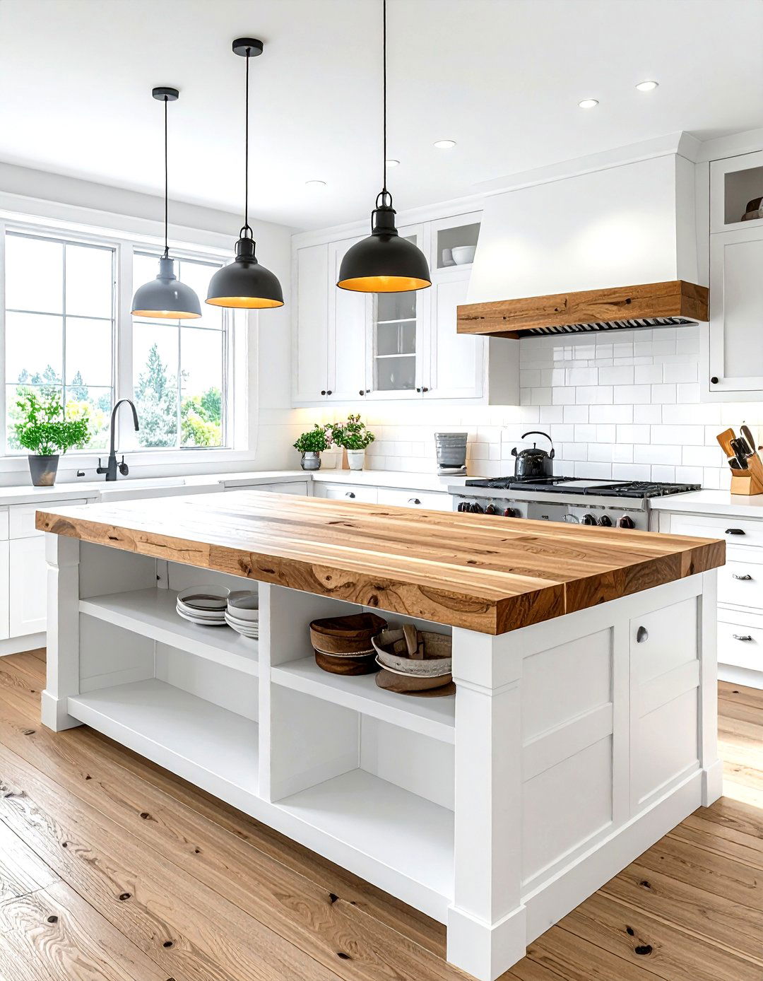 White Butcher Block Island - 30 white kitchen furniture ideas