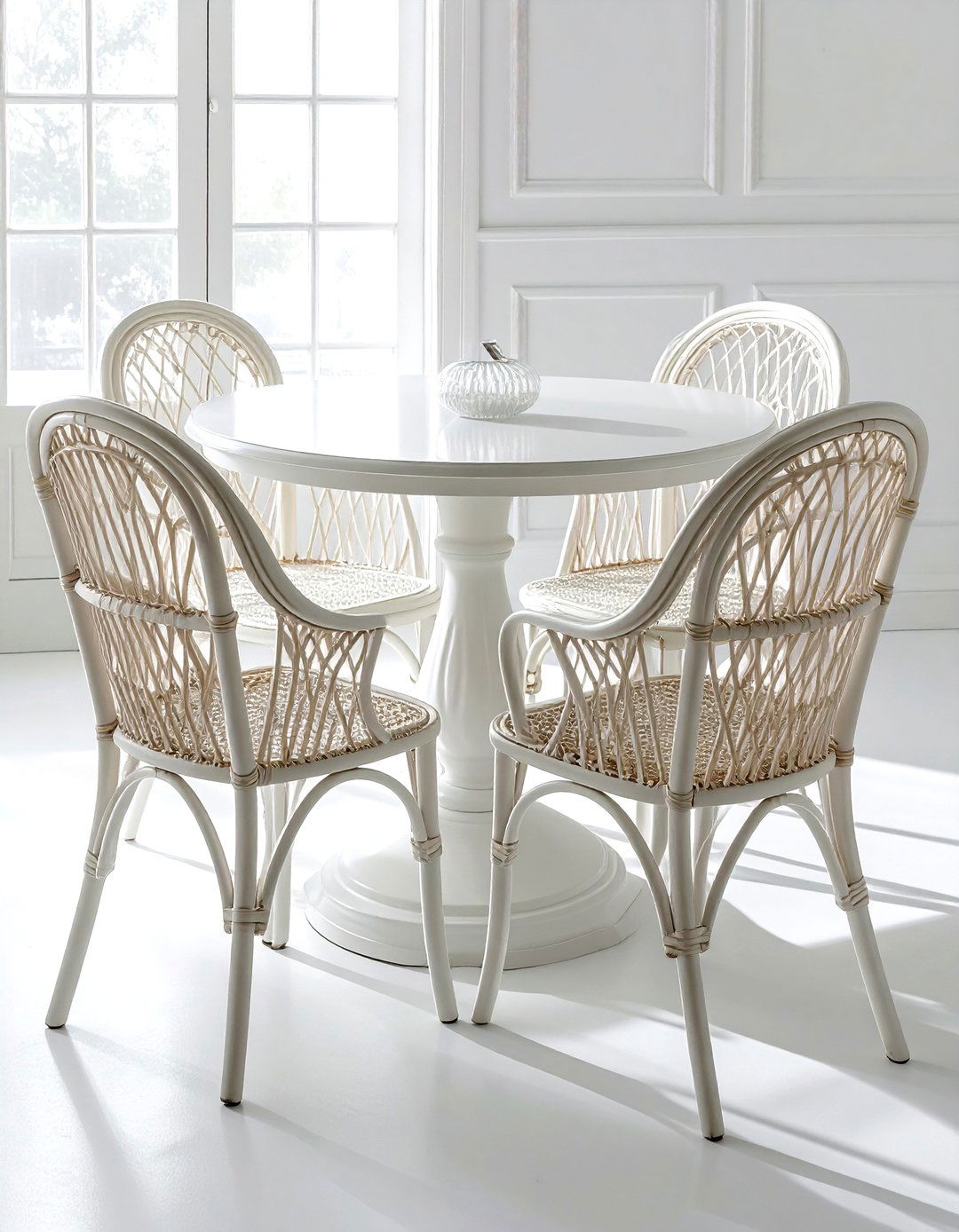 White Cane Dining Chairs - 30 white dining room furniture ideas