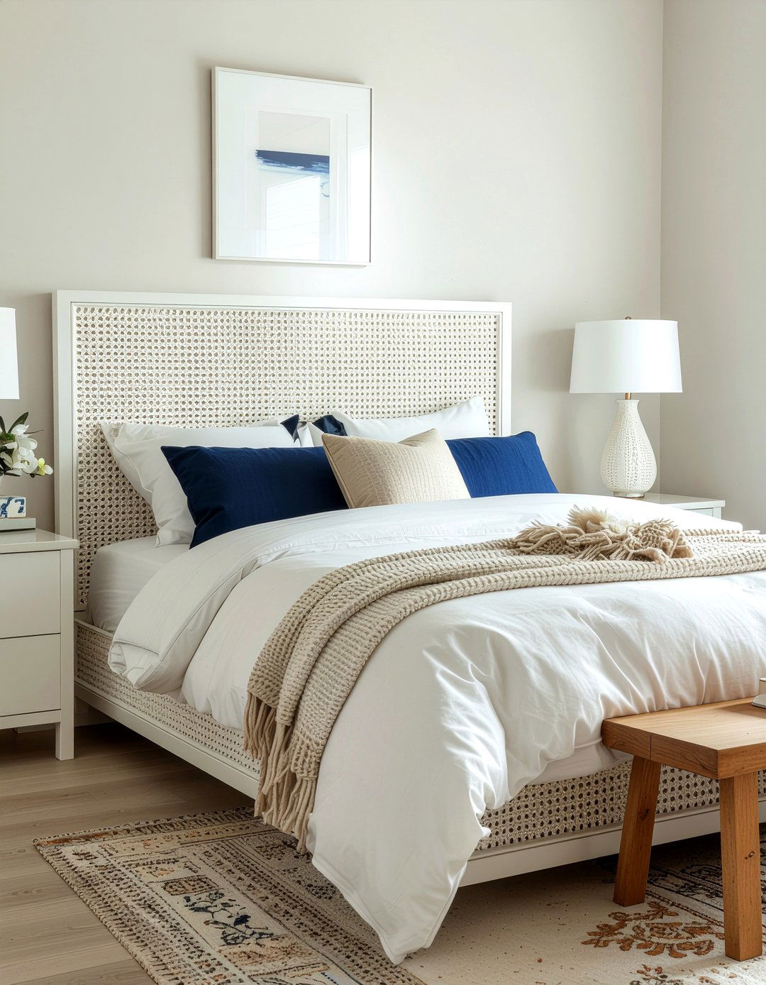 White Cane Headboard - 30 bedroom cane headboards