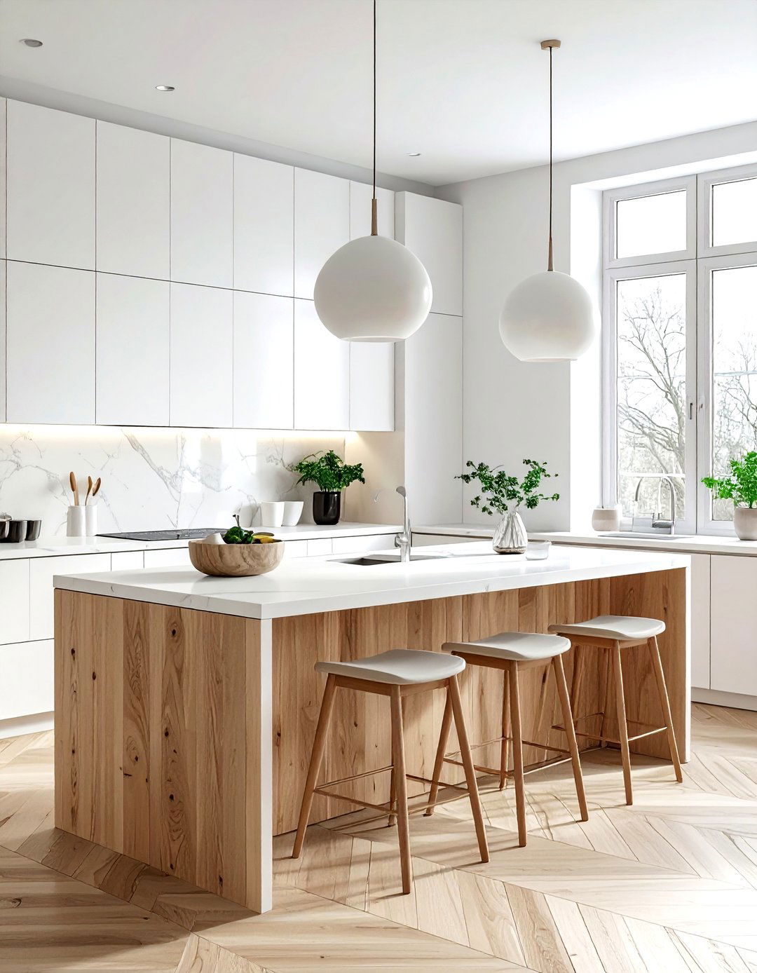 White Ceramic Pendants - 30 kitchen island lighting ideas