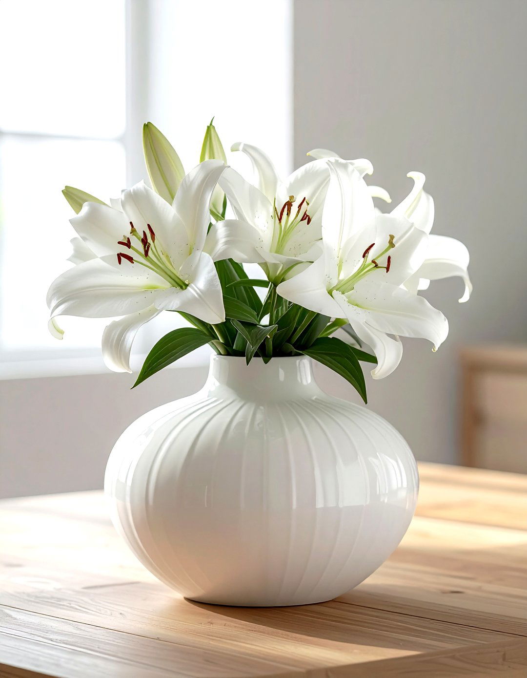 White Ceramic Vase - 30 white dining room accessories ideas