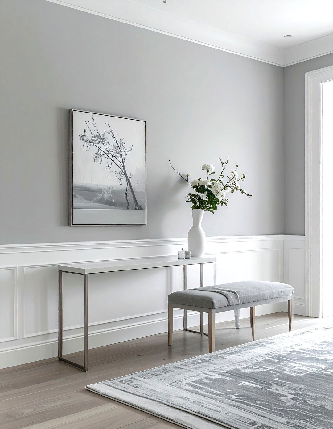 White Chair Rail On Grey Wall - 30 chair rail ideas