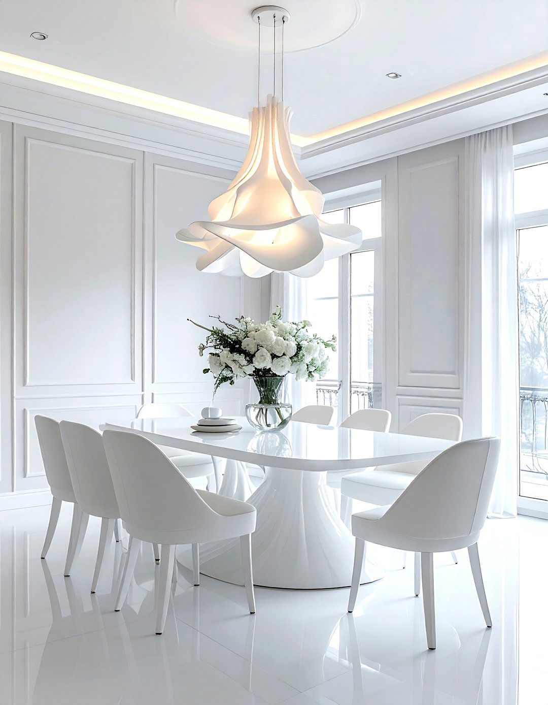 White Chandelier Dining Room - 30 white dining room decor ideas