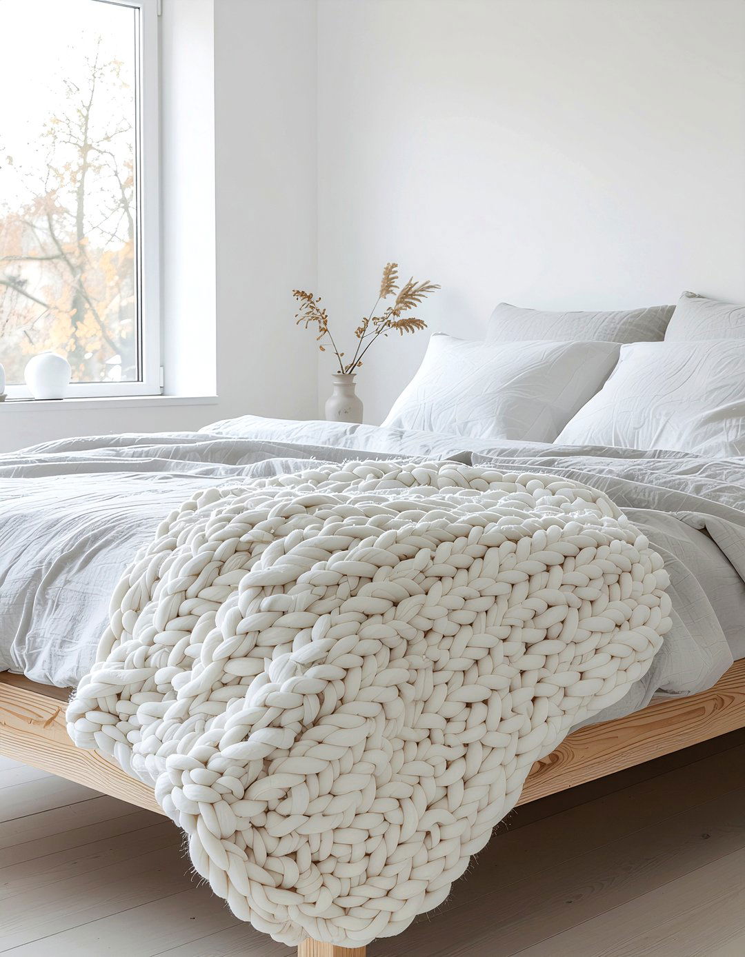 White Chunky Knit Throw - 30 bedroom chunky knit throws