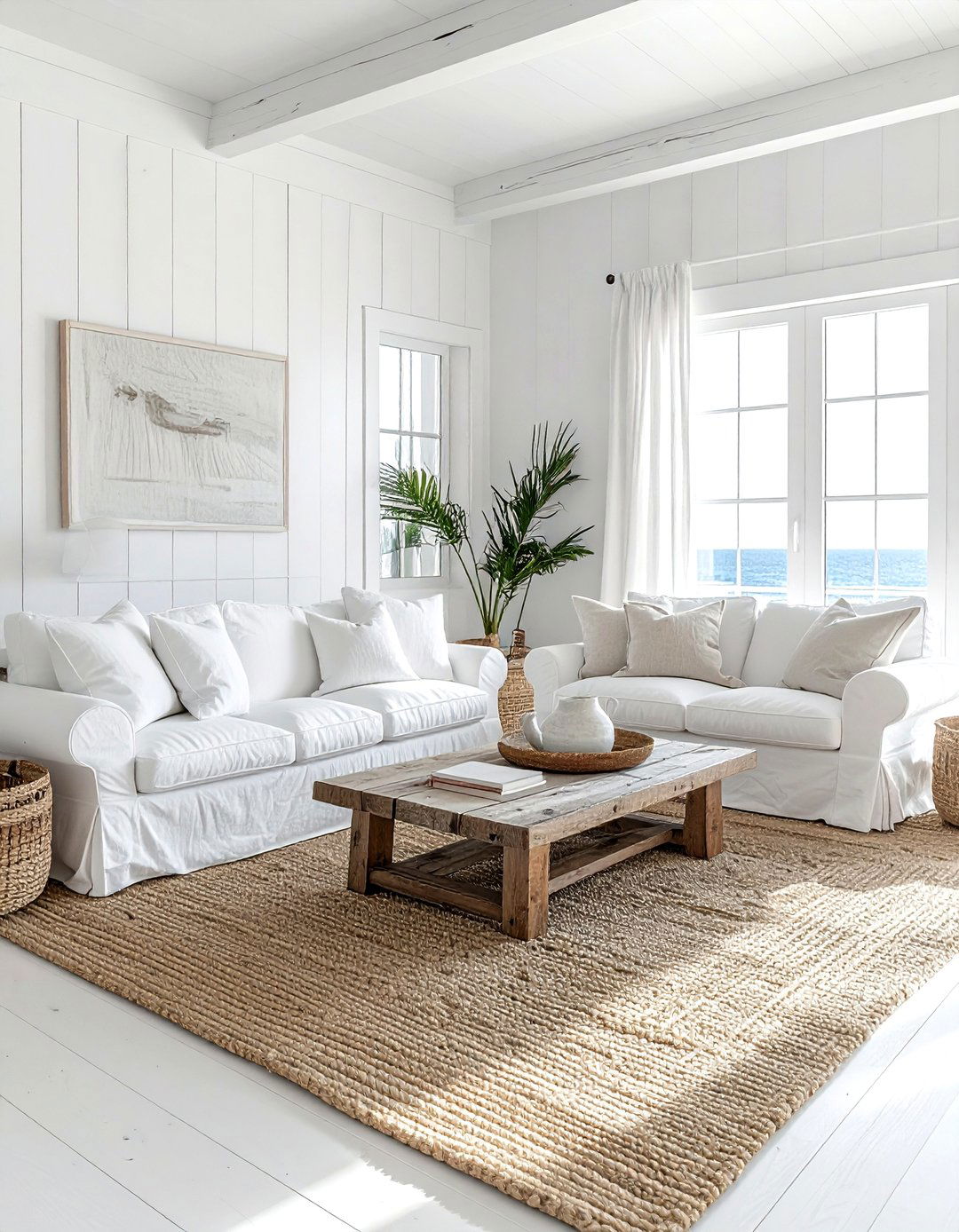 White Coastal Living Room - 30 contemporary white living room ideas