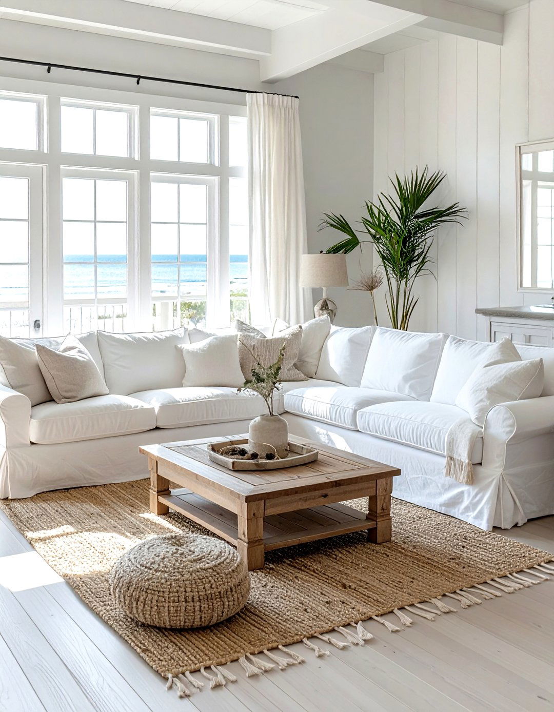 White Coastal Living Room With Slipcovered Sofas - 30 coastal white living room ideas
